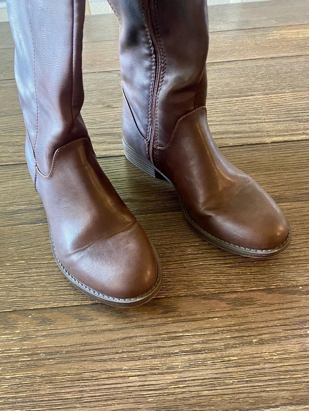 Riding Boots Women’s 7.5 Brown Over the Knee Faux Rear Gold Zipper Target